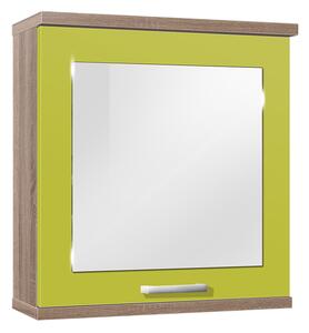 Kúpeľňová skrinka so zrkadlom K28 farba korpusu: Dub sonoma tmavý, farba dvierok: Lemon lesk