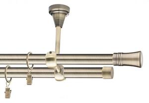 Dekorstudio Stropná mosadzná dvojradová garniža CAPRI 19mm Dĺžka: 120cm, Typ uchytenia: Držiak dvojitý modern, Typ príslušenstva: Bez príslušenstva