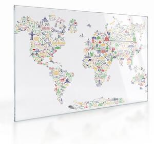 Sklenený obraz - Obrázková mapa (70x50 cm)