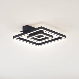 Lindby LED stropné svietidlo Madamo, čierne, 30 cm, 3000K, hliník, Čierna, Obývacia izba / jedáleň, Hliník, Moderný, Stropné svetlo