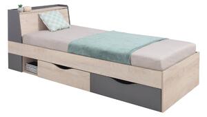 Detská posteľ Gama 90x200cm s úložnym priestorom - dub/antracit