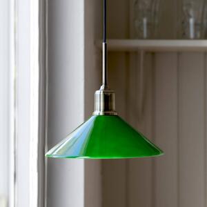 Závesná lampa Vela, zelená/stará mosadz, sklo/železo Ø 25 cm zástrčka