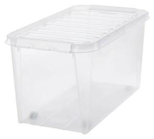 SmartStore Úložný box s bielymi klipmi a kolieskami Classic, 70 l, 70 l