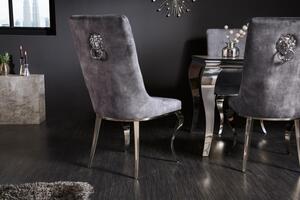 Dizajnová stolička Rococo Levia hlava sivá / chróm