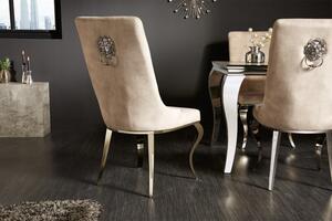 Dizajnová stolička Rococo Levia hlava krémová / chróm