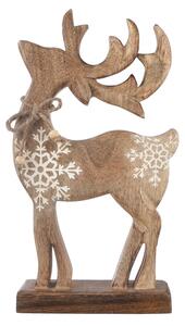 4Home Dekorácia z mangového dreva Snowflake Deer, 33 cm