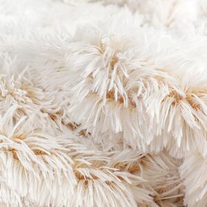 Goldea luxusná deka - mikro s extra dlhým vlasom - béžová/biela 150 x 200 cm
