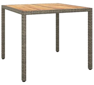 Záhradný stôl 90x90x75 cm polyratan a akáciové drevo sivý