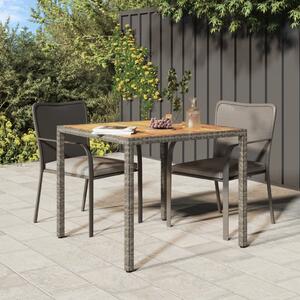Záhradný stôl 90x90x75 cm polyratan a akáciové drevo sivý