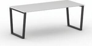 Kancelársky stôl PRIMO IMPRESS, čierna podnož, 2000 x 900 mm, biela