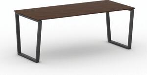 Kancelársky stôl PRIMO IMPRESS, čierna podnož, 2000 x 900 mm, orech