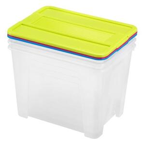 Plastový úložný box s vekom HEIDRUN TexBox 3x21l