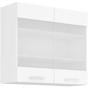 Horná presklená skrinka EDISA - šírka 80 cm, biela