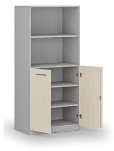 Kombinovaná kancelárska skriňa PRIMO, nízke dvere, 800 x 500 x 1781 mm, sivá/breza