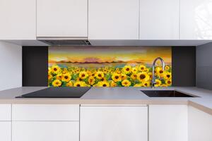 DIMEX | Dibond doska za kuchynskú linku | DBW-18060-214 Maľba slnečníc | 180 x 60 cm