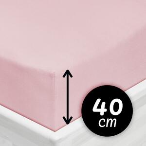 Jersey napínacie prestieradlo na extra vysoký matrac JR-032 Púdrovo ružová 80 x 200 - výška 40 cm