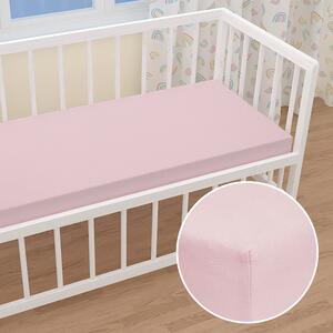 Detské jersey napínacie prestieradlo do postieľky JR-032 Púdrovo ružová 60 x 120 x 10 cm - do postieľky