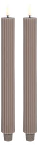Uyuni - Kuželová Sviečka LED Grooved 2-pack 3,2x25,5 cm Sandstone/Smooth Lightin