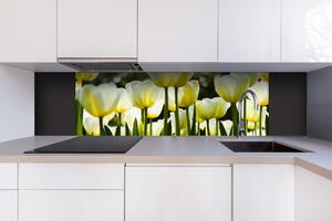DIMEX | Dibond doska za kuchynskú linku | DBW-18060-009 Biele tulipány | 180 x 60 cm