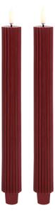 Uyuni - Kuželová Sviečka LED Grooved 2-pack 3,2x25,5 cm Wine Červená/Smooth Ligh