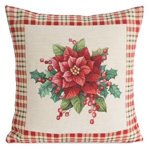VIANOČNÁ GOBELÍNOVÁ DEKORAČNÁ OBLIEČKA NA VANKÚŠ MERRY 45X45 CM VZOROVANÁ