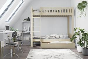 Karolina 90x200 poschodová posteľ Natural - bez povrchovej úpravy Pravé Nie
