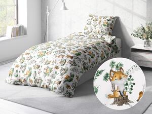 Biante Detské bavlnené posteľné obliečky Sandra SA-459 Lesné zvieratká na bielom Predĺžené 140x220 a 70x90 cm
