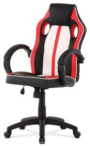 Herná stolička SCATTE – ekokoža, červená / biela / čierna