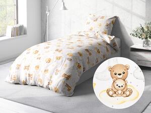 Biante Detské bavlnené posteľné obliečky Sandra SA-461 Zvieratká medzi hviezdičkami na bielom Jednolôžko 140x200 a 70x90 cm