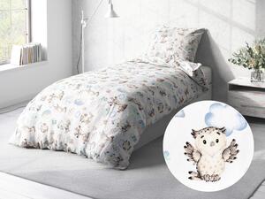 Biante Detské bavlnené posteľné obliečky Sandra SA-478 Lesné zvieratká v čučoriedkach na bielom Predĺžené 140x220 a 70x90 cm