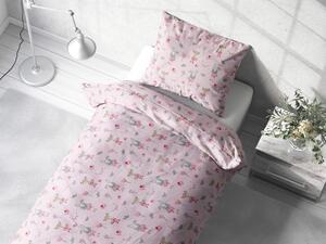 Biante Detské bavlnené posteľné obliečky Sandra SA-466 Zajačikovia a líšky s balónikmi na ružovom Jednolôžko 140x200 a 70x90 cm