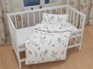 Biante Detské bavlnené posteľné obliečky do postieľky Sandra SA-471 Lastovičky s motýlikmi na svetlo sivom ornamente Do postieľky 90x120 a 40x60 cm