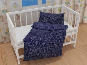 Biante Detské bavlnené posteľné obliečky do postieľky Sandra SA-359 Drobné kvietky na tmavo modrom Do postieľky 90x130 a 40x60 cm