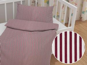 Biante Detské bavlnené posteľné obliečky do postieľky Sandra SA-363 Tmavo červeno-biele pásiky Do postieľky 90x140 a 50x70 cm