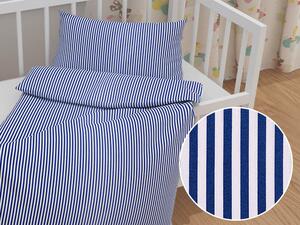 Biante Detské bavlnené posteľné obliečky do postieľky Sandra SA-364 Modro-biele pásiky Do postieľky 90x130 a 40x60 cm