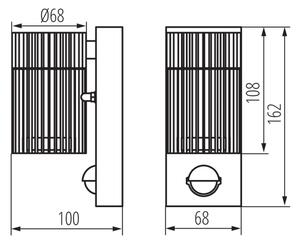 Kanlux 46202 - Vonkajšie nástenné bodové svietidlo so senzorom RADILO 1xGU10/11W/230V IP44 čierne