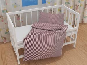 Biante Detské bavlnené posteľné obliečky do postieľky Sandra SA-363 Tmavo červeno-biele pásiky Do postieľky 90x140 a 40x60 cm