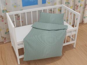 Biante Detské bavlnené posteľné obliečky do postieľky Sandra SA-362 Tmavo zeleno-biele pásiky Do postieľky 90x120 a 40x60 cm