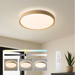 Brilagi-LED Stmievateľné stropné svietidlo CORVO LED/72W/230V 3000-6000K s drevodekorom pr.50 cm + diaľkové ovládanie