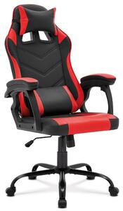 Herná stolička RACER PRO – ekokoža, červená/čierna