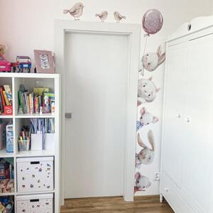 INSPIO-textilná prelepiteľná nálepka - Nálepky na steny do detskej izby - Akvarelové zvieratká okolo dverí