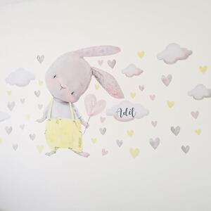 INSPIO-textilná prelepiteľná nálepka - Detská nálepka na stenu - Hnedý zajačik pre bábätká