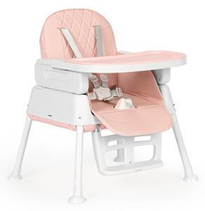 Detská stolička na kŕmenie 3v1 skladacia Ecotoys Pink Ružová