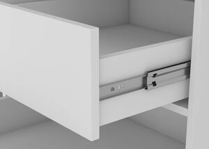 Šatníková skriňa 200 cm Belini biely mat s posunými dverami zrkadlom a zásuvkami  MT SZP5/1/W/W/0/KLAL