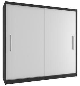 Šatníková skriňa 200 cm Belini čierny mat / biely mat s posuvnými dverami SI SZP1/2/B/W/0/AL
