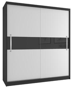 Šatníková skriňa 133 cm Belini čierny mat / biely mat s posuvnými dverami SI SZP2/2/B/W/B/UU