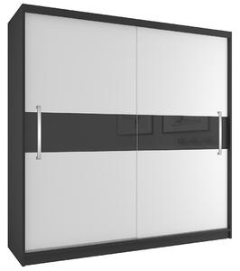 Šatníková skriňa 200 cm Belini čierny mat / biely mat s posuvnými dverami Výrobca SI SZP1/2/B/W/B/UU