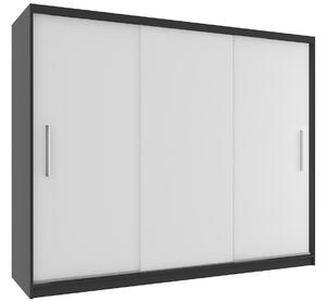 Šatníková skriňa 232 cm Belini čierny mat / biely mat s posuvnými dverami SI SZP4/2/1B/3W/0/AL
