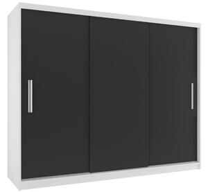Šatníková skriňa 232 cm Belini biely mat / čierny mat s posuvnými dverami Výrobca SI SZP4/2/1W/3B/0/AL