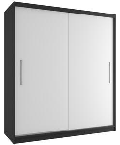 Šatníková skriňa 158 cm Belini čierny mat / biely mat s posuvnými dverami Výrobca SI SZP3/1/B/W/0/AL